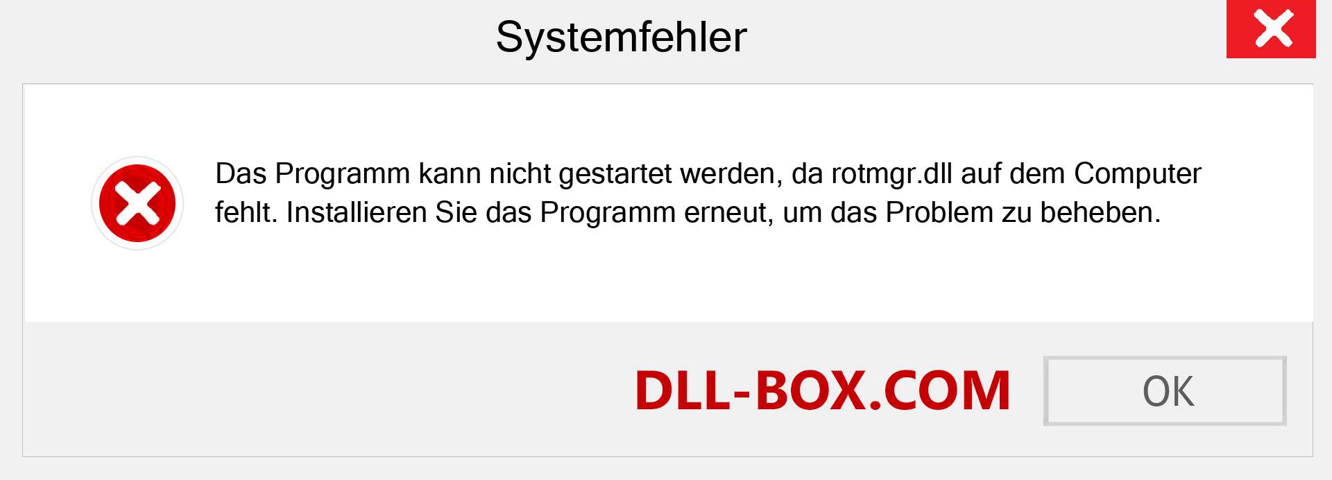 rotmgr.dll-Datei fehlt?. Download für Windows 7, 8, 10 - Fix rotmgr dll Missing Error unter Windows, Fotos, Bildern